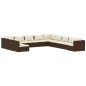 vidaXL Set de muebles de jardín 11 pzas cojines ratán sintético marrón vidaXL Set de muebles de jardín 11 pzas cojines ratán sintético marrón