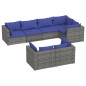 vidaXL Set de muebles de jardín 7 pzas y cojines ratán sintético gris vidaXL Set de muebles de jardín 7 pzas y cojines ratán sintético gris