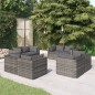 vidaXL Set de muebles de jardín 8 pzas y cojines ratán sintético gris
