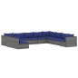 vidaXL Set de muebles de jardín 10 pzas y cojines ratán sintético gris vidaXL Set de muebles de jardín 10 pzas y cojines ratán sintético gris