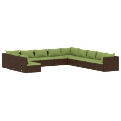 vidaXL Set de muebles de jardín 11 pzas cojines ratán sintético marrón