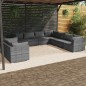 vidaXL Set de muebles de jardín 9 pzas y cojines ratán sintético gris vidaXL Set de muebles de jardín 9 pzas y cojines ratán sintético gris