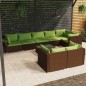 vidaXL Set muebles de jardín 9 piezas y cojines ratán sintético marrón