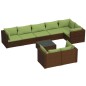 vidaXL Set muebles de jardín 9 piezas y cojines ratán sintético marrón