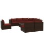 vidaXL Set muebles de jardín 9 piezas y cojines ratán sintético marrón vidaXL Set muebles de jardín 9 piezas y cojines ratán sintético marrón