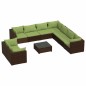 vidaXL Set muebles de jardín 10 pzas y cojines ratán sintético marrón vidaXL Set muebles de jardín 10 pzas y cojines ratán sintético marrón