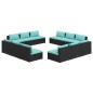vidaXL Set de sofás de jardín 12 pzas cojines ratán sintético negro vidaXL Set de sofás de jardín 12 pzas cojines ratán sintético negro
