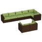 vidaXL Set sofás de jardín 8 piezas y cojines ratán sintético marrón vidaXL Set sofás de jardín 8 piezas y cojines ratán sintético marrón