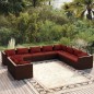 vidaXL Set muebles de jardín 10 pzas y cojines ratán sintético marrón vidaXL Set muebles de jardín 10 pzas y cojines ratán sintético marrón