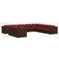 vidaXL Set muebles de jardín 10 pzas y cojines ratán sintético marrón vidaXL Set muebles de jardín 10 pzas y cojines ratán sintético marrón