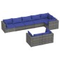 vidaXL Set de muebles de jardín 8 pzas y cojines ratán sintético gris vidaXL Set de muebles de jardín 8 pzas y cojines ratán sintético gris