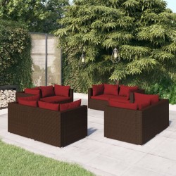 vidaXL Set sofás de jardín 8 piezas y cojines ratán sintético marrón