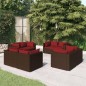 vidaXL Set sofás de jardín 8 piezas y cojines ratán sintético marrón vidaXL Set sofás de jardín 8 piezas y cojines ratán sintético marrón
