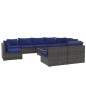 vidaXL Set de muebles de jardín 10 pzas y cojines ratán sintético gris vidaXL Set de muebles de jardín 10 pzas y cojines ratán sintético gris