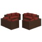 vidaXL Set sofás de jardín 8 piezas y cojines ratán sintético marrón vidaXL Set sofás de jardín 8 piezas y cojines ratán sintético marrón