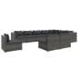 vidaXL Set de muebles de jardín 10 pzas y cojines ratán sintético gris