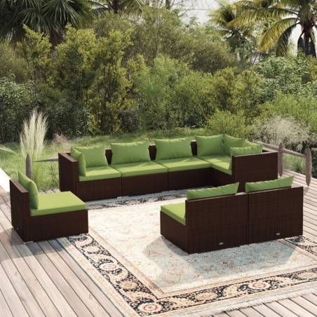 vidaXL Set sofás de jardín 8 piezas y cojines ratán sintético marrón
