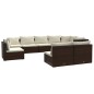vidaXL Set muebles de jardín 9 piezas y cojines ratán sintético marrón