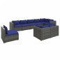 vidaXL Set de muebles de jardín 9 pzas y cojines ratán sintético gris vidaXL Set de muebles de jardín 9 pzas y cojines ratán sintético gris