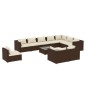 vidaXL Set muebles de jardín 11 pzas y cojines ratán sintético marrón