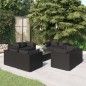 vidaXL Set de muebles de jardín 9 pzas y cojines ratán sintético negro