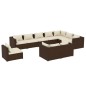vidaXL Set muebles de jardín 10 pzas y cojines ratán sintético marrón vidaXL Set muebles de jardín 10 pzas y cojines ratán sintético marrón