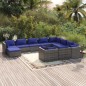vidaXL Set de muebles de jardín 11 pzas y cojines ratán sintético gris vidaXL Set de muebles de jardín 11 pzas y cojines ratán sintético gris