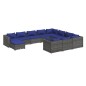 vidaXL Set de muebles de jardín 11 pzas y cojines ratán sintético gris vidaXL Set de muebles de jardín 11 pzas y cojines ratán sintético gris