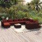 vidaXL Set muebles de jardín 11 pzas y cojines ratán sintético marrón vidaXL Set muebles de jardín 11 pzas y cojines ratán sintético marrón