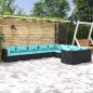 vidaXL Set de muebles de jardín 9 pzas y cojines ratán sintético negro vidaXL Set de muebles de jardín 9 pzas y cojines ratán sintético negro