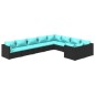 vidaXL Set de muebles de jardín 9 pzas y cojines ratán sintético negro vidaXL Set de muebles de jardín 9 pzas y cojines ratán sintético negro