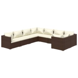 vidaXL Set muebles de jardín 8 pzas y cojines ratán sintético marrón