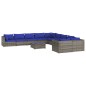 vidaXL Set de muebles de jardín 11 pzas y cojines ratán sintético gris vidaXL Set de muebles de jardín 11 pzas y cojines ratán sintético gris