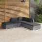 vidaXL Set de muebles de jardín 5 pzas y cojines ratán sintético gris vidaXL Set de muebles de jardín 5 pzas y cojines ratán sintético gris