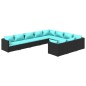vidaXL Set de muebles de jardín 10 pzas cojines ratán sintético negro vidaXL Set de muebles de jardín 10 pzas cojines ratán sintético negro