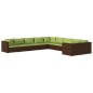 vidaXL Set muebles de jardín 10 pzas y cojines ratán sintético marrón vidaXL Set muebles de jardín 10 pzas y cojines ratán sintético marrón