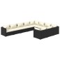 vidaXL Set de muebles de jardín 10 pzs y cojines ratán sintético negro vidaXL Set de muebles de jardín 10 pzs y cojines ratán sintético negro