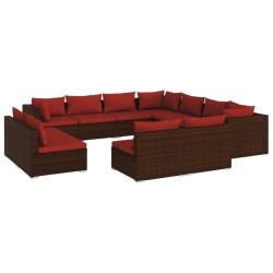 vidaXL Set de muebles de jardín 11 pzas cojines ratán sintético marrón