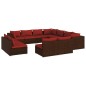 vidaXL Set de muebles de jardín 11 pzas cojines ratán sintético marrón vidaXL Set de muebles de jardín 11 pzas cojines ratán sintético marrón