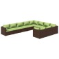 vidaXL Set muebles de jardín 10 pzas y cojines ratán sintético marrón vidaXL Set muebles de jardín 10 pzas y cojines ratán sintético marrón