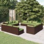 vidaXL Set muebles de jardín y cojines 12 pzas ratán sintético marrón vidaXL Set muebles de jardín y cojines 12 pzas ratán sintético marrón