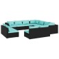 vidaXL Set de muebles de jardín 11 pzas cojines ratán sintético negro vidaXL Set de muebles de jardín 11 pzas cojines ratán sintético negro