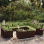 vidaXL Set muebles de jardín 12 pzas y cojines ratán sintético marrón vidaXL Set muebles de jardín 12 pzas y cojines ratán sintético marrón