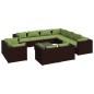 vidaXL Set muebles de jardín 12 pzas y cojines ratán sintético marrón vidaXL Set muebles de jardín 12 pzas y cojines ratán sintético marrón