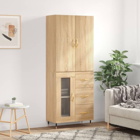 vidaXL Aparador alto madera contrachapada color roble 69,5x34x180 cm