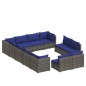 vidaXL Set de muebles de jardín 12 pzas cojines ratán sintético gris vidaXL Set de muebles de jardín 12 pzas cojines ratán sintético gris