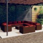 vidaXL Set muebles de jardín 14 piezas cojines ratán sintético marrón