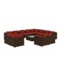 vidaXL Set muebles de jardín 13 pzas y cojines ratán sintético marrón