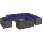 vidaXL Set de muebles de jardín 12 pzas y cojines ratán sintético gris vidaXL Set de muebles de jardín 12 pzas y cojines ratán sintético gris