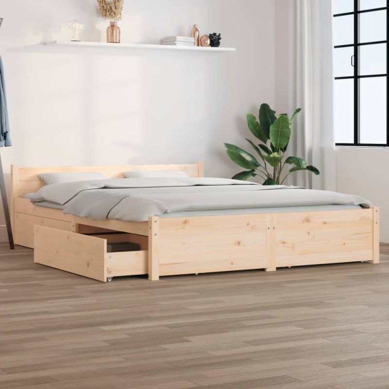 vidaXL Estructura de cama con cajones king size 150x200 cm vidaXL Estructura de cama con cajones king size 150x200 cm